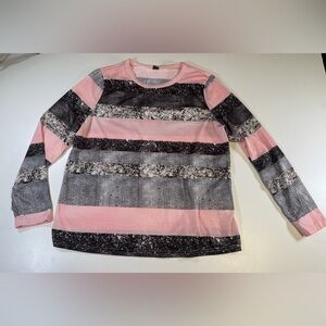SHEIN Pink and Gray Graphic Sweatshirt